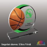 Large Basketball Themed Ultra Vivid Acrylic Award with Logo