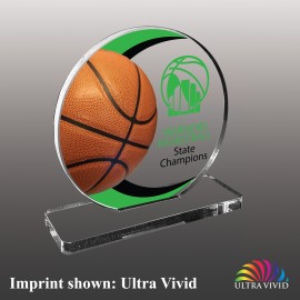 Large Basketball Themed Ultra Vivid Acrylic Award with Logo  Large Basketball Themed Ultra Vivid Acrylic Award with Logo