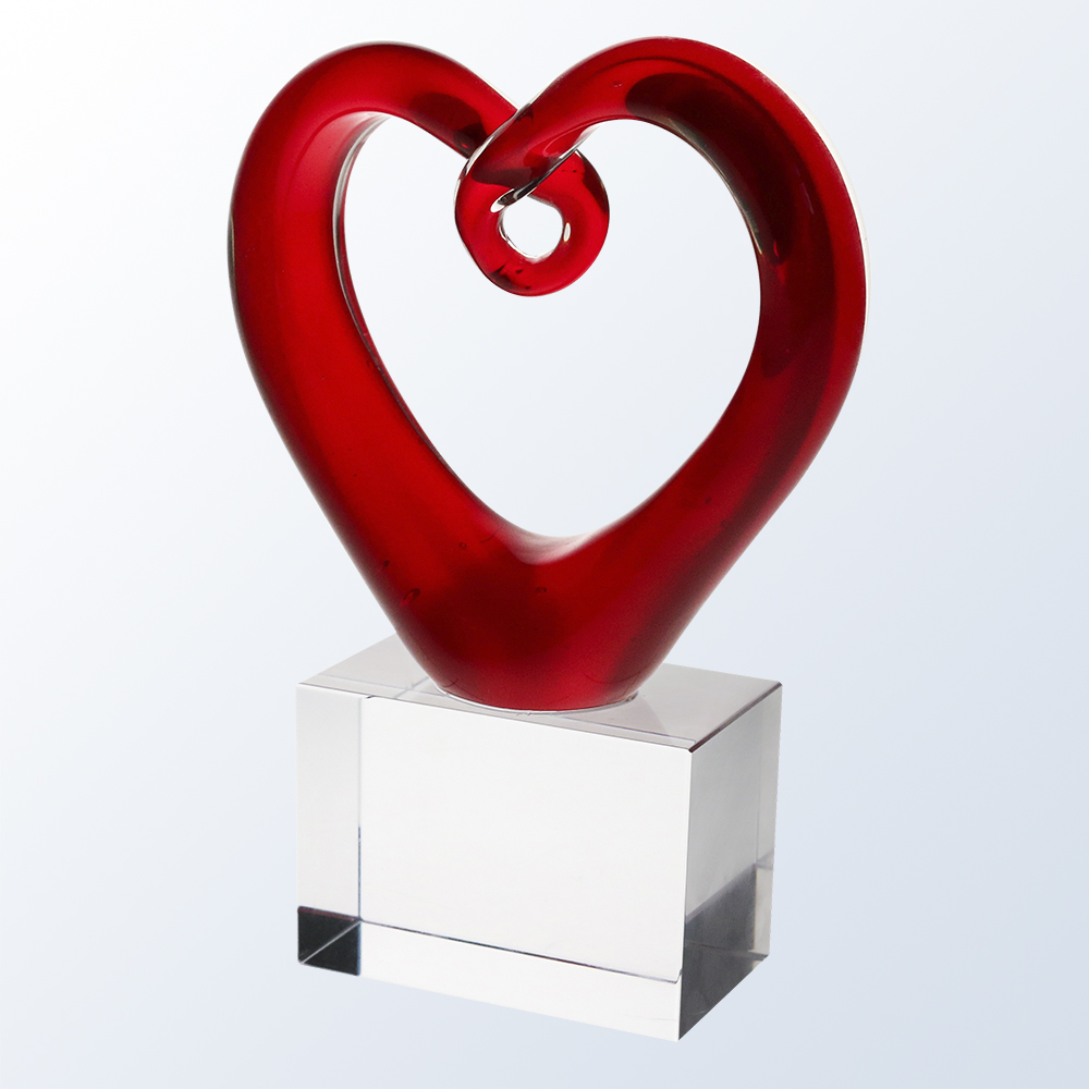 Custom Etched Red Heart with Clear Base Custom Etched Red Heart with Clear Base