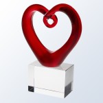 Custom Etched Red Heart with Clear Base