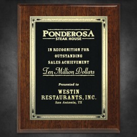 Aberdeen Walnut Plaque 7" x 9" with Lasered Plate with Logo  Aberdeen Walnut Plaque 7" x 9" with Lasered Plate with Logo