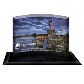 Curved Award Sublimated on Black Mirror Base (6"x4") with Logo