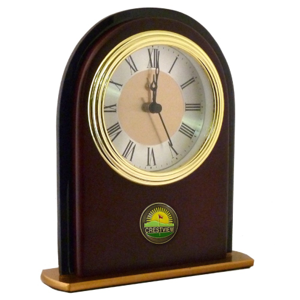 Logo Imprinted Vertical Mahogany Desk Clock Logo Imprinted Vertical Mahogany Desk Clock