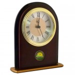 Logo Imprinted Vertical Mahogany Desk Clock