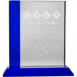 Logo Branded Blue Fused Optical Rectangle Award (8")  Logo Branded Blue Fused Optical Rectangle Award (8")