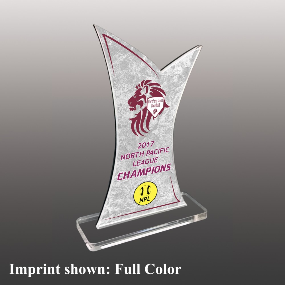 Medium Fish Tail Shaped Full Color Acrylic Award with Logo