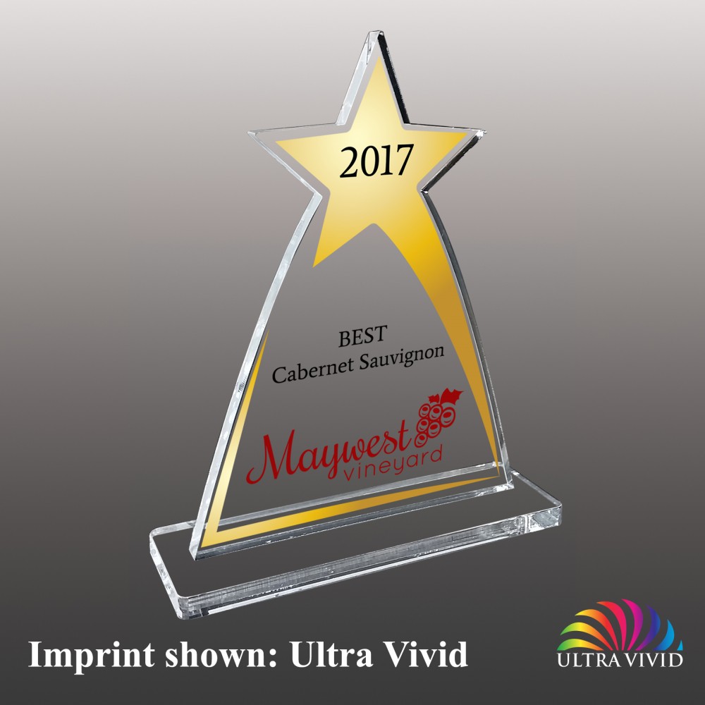 Custom Medium Star Topped Triangle Shaped Ultra Vivid Acrylic Award Custom Medium Star Topped Triangle Shaped Ultra Vivid Acrylic Award