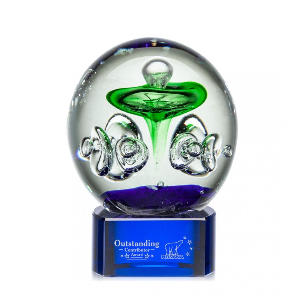Aquarius Award on Paragon Blue - 4" Diam with Logo