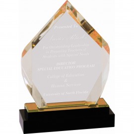 7" Gold Fusion Diamond Impress Acrylic with Black Glass Base Laser-etched