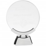 Logo Imprinted 8 1/2" Round Voyager Glass with Silver/Black Base