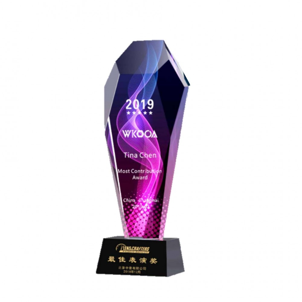 Custom Custom Award Hexagon Crystal Trophy With Resin Base