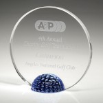Personalized 6 1/2" Crystal Award - Golf Jeweled Halo