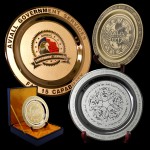 Etched Brass Medallion Award Plate (5") Logo Imprinted