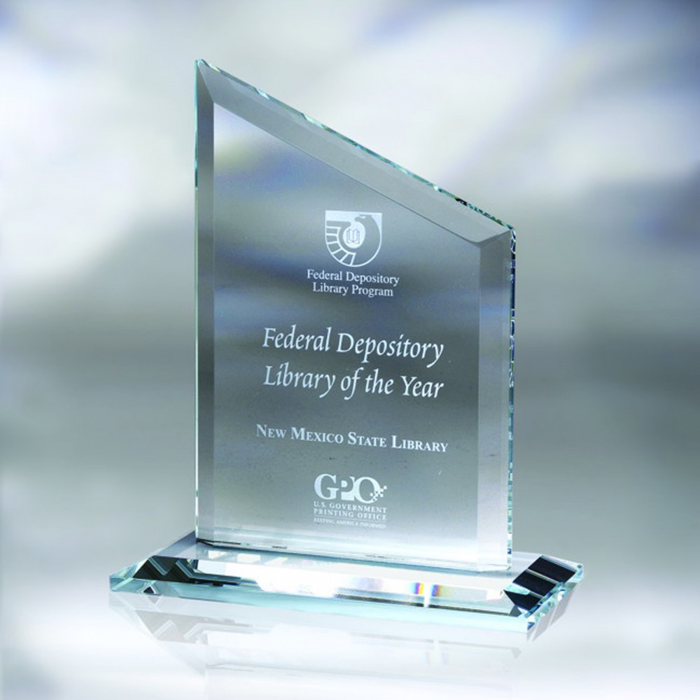 9" Jade Glass Clip Award with Logo
