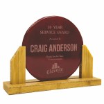 Laser-etched Bamboo Upright Recycled Glass Round Award (11"x8-1/2")