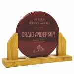 Laser-etched Bamboo Upright Recycled Glass Round Award (11"x8-1/2")