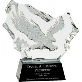 7" Crystal Carved Eagle on Base with Logo