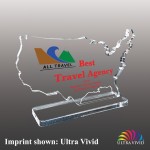 Large USA Shaped Ultra Vivid Acrylic Award with Logo