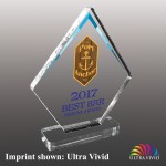 Large Diamond Shaped Ultra Vivid Acrylic Award with Logo