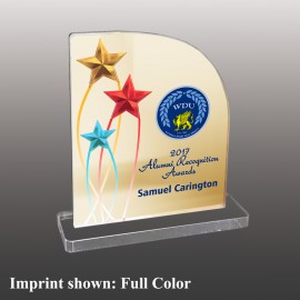 Small Rounded Top w/Stars Full Color Acrylic Award with Logo