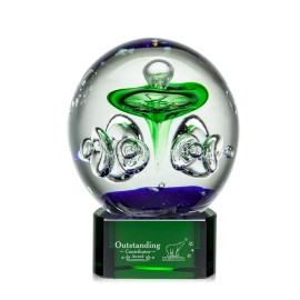 Logo Branded Aquarius Award on Paragon Green - 4" Diam