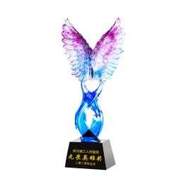 Promotional Colorful Custom Glass Award Glazed Crystal Liuli Trophy