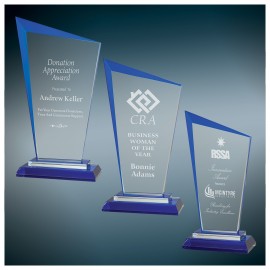 Blue Razor Glass Awards with Logo  Blue Razor Glass Awards with Logo