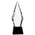 Obelisk Facet Crystal on Black Pedestal Base Award with Logo