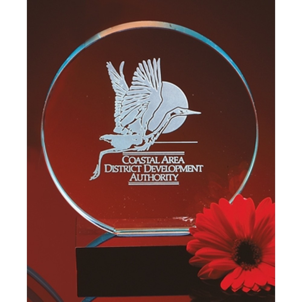 Clear Crystal Halo Award (8") with Logo