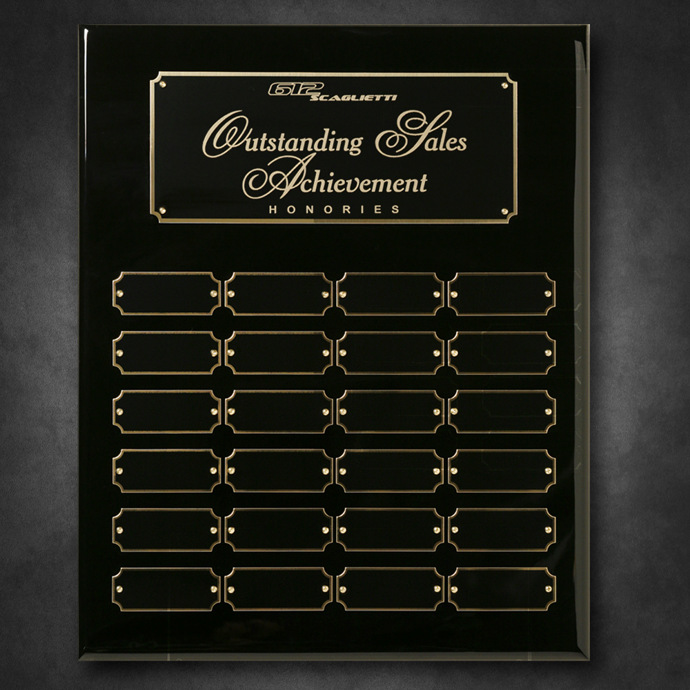 Black Piano Finish Perpetual Plaque 12" x 15" with Logo