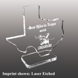 Custom Small Texas Shaped Etched Acrylic Award