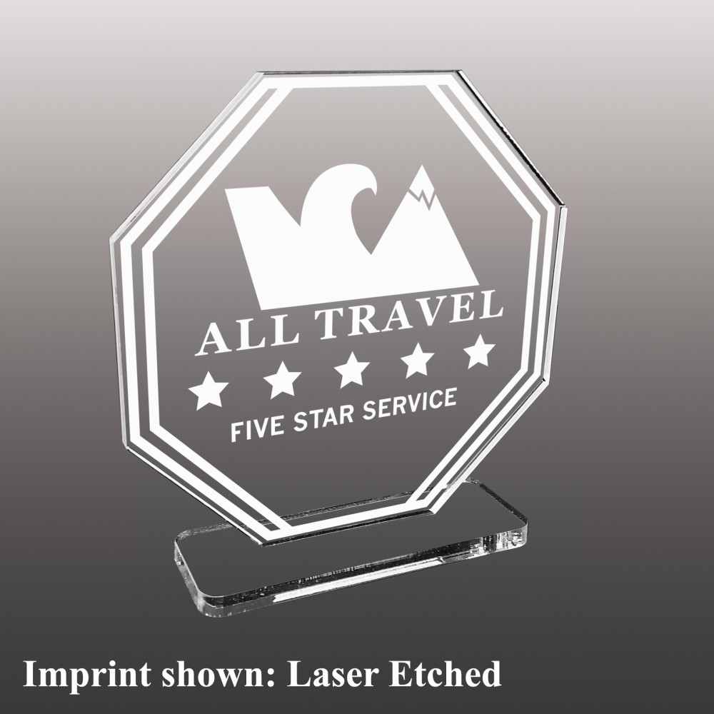 Personalized Small Octagon Shaped Etched Acrylic Award
