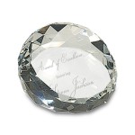 Promotional Clear Round Crystal Facet Paperweight Award