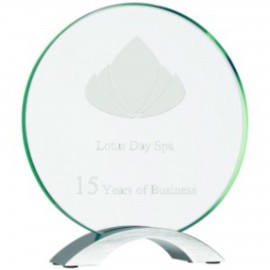 8.5" Round Cosmic Glass with Silver Base Award with Logo