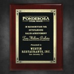 Logo Branded Aberdeen Rosewood Plaque 9" x 12" with Lasered Plate