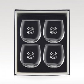 16 oz Stemless Red Wine Glass Set - 4 with Logo