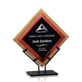 Personalized Lancaster Award - Bamboo/Red 10" H  Personalized Lancaster Award - Bamboo/Red 10" H
