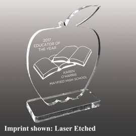 Medium Apple Shaped Etched Acrylic Award with Logo