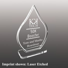 Large Droplet Shaped Etched Acrylic Award with Logo  Large Droplet Shaped Etched Acrylic Award with Logo