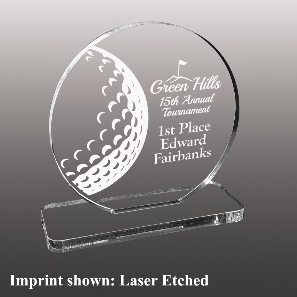 Promotional Medium Golf Themed Etched Acrylic Award