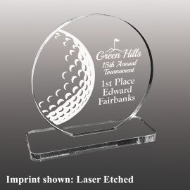 Golf Ball Themed Acrylic Awards - Laser Etched with Logo  Golf Ball Themed Acrylic Awards - Laser Etched with Logo
