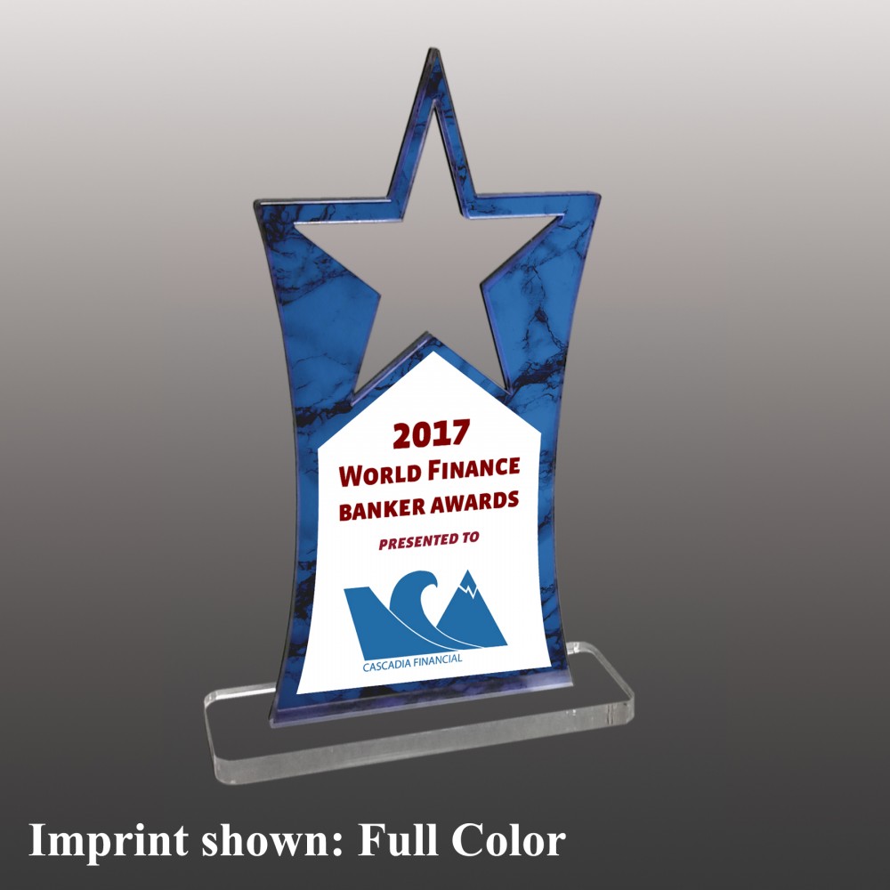 Medium Hollow Star Top Full Color Acrylic Award with Logo