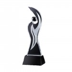 Creative Crystal Glass Trophy With Wooden Base with Logo