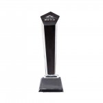 Customized Pentagon Pillar Shape Glass Crystal Trophy With Base