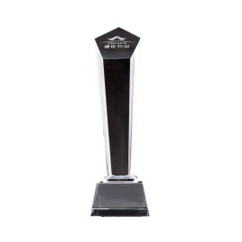 Customized Pentagon Pillar Shape Glass Crystal Trophy With Base  Customized Pentagon Pillar Shape Glass Crystal Trophy With Base
