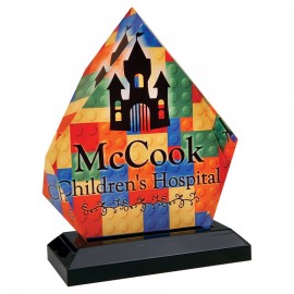 5.25" x 6.75" Diamond Acrylic Award with Stand with Logo