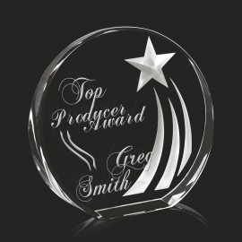 Crystal Award 4.25" Azure with Logo  Crystal Award 4.25" Azure with Logo