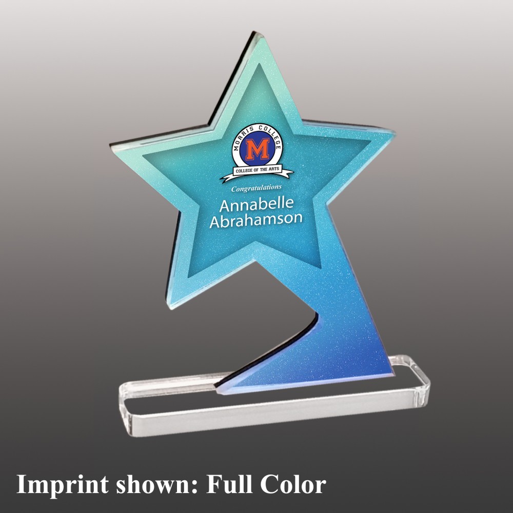 Logo Branded Large Shooting Star Shaped Full Color Acrylic Award