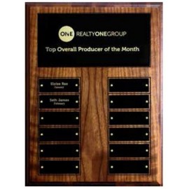 Walnut Eco-Plaque w/12 Perpetual Plaques with Logo