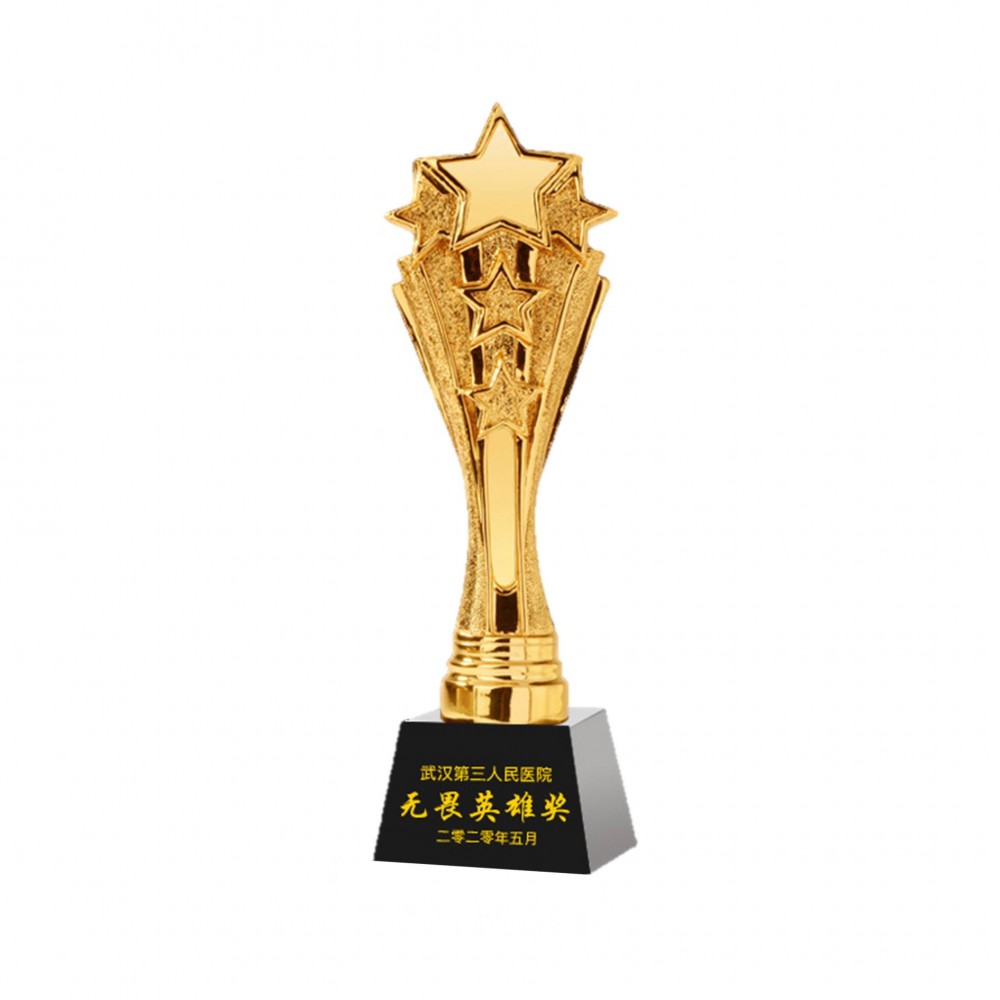 Creative Golden Plated Stars Resin Trophy With Base with Logo